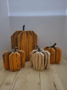 Hand crafted wooden pumpkins. Decorate your porch or mantle with these unique works of art.